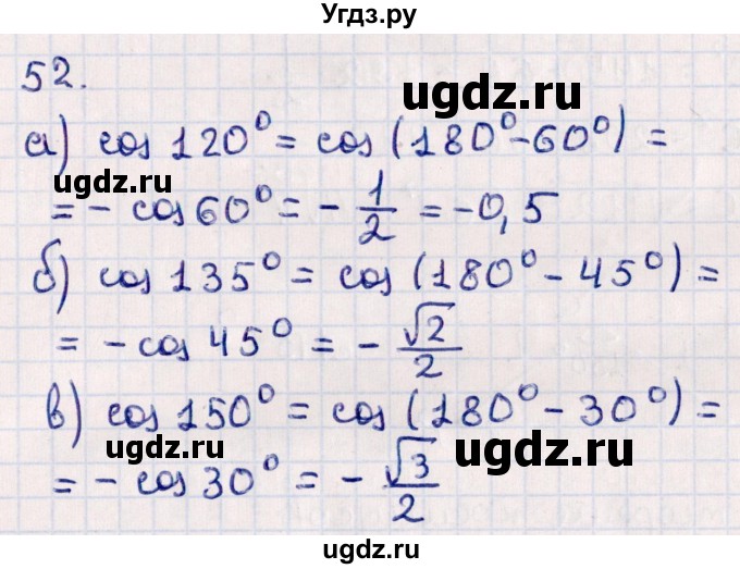 ГДЗ (Решебник) по геометрии 10 класс Смирнов В.А. / повторение курса 7-9 классов / 52