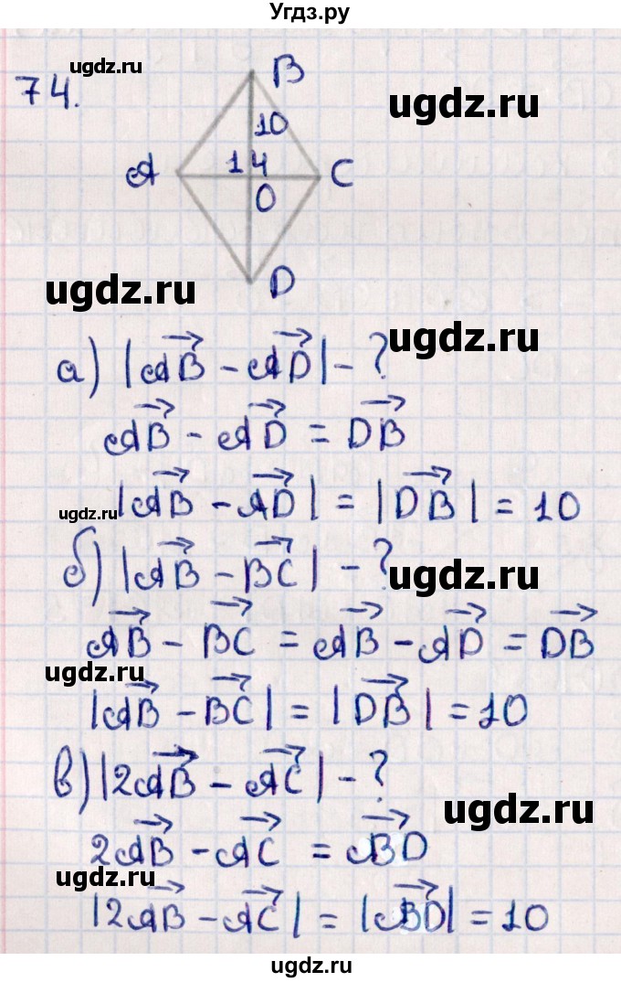 ГДЗ (Решебник) по геометрии 10 класс Смирнов В.А. / повторение курса 7-9 классов / 74