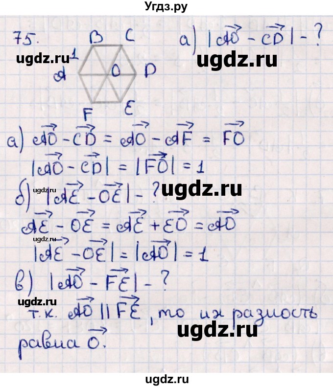 ГДЗ (Решебник) по геометрии 10 класс Смирнов В.А. / повторение курса 7-9 классов / 75
