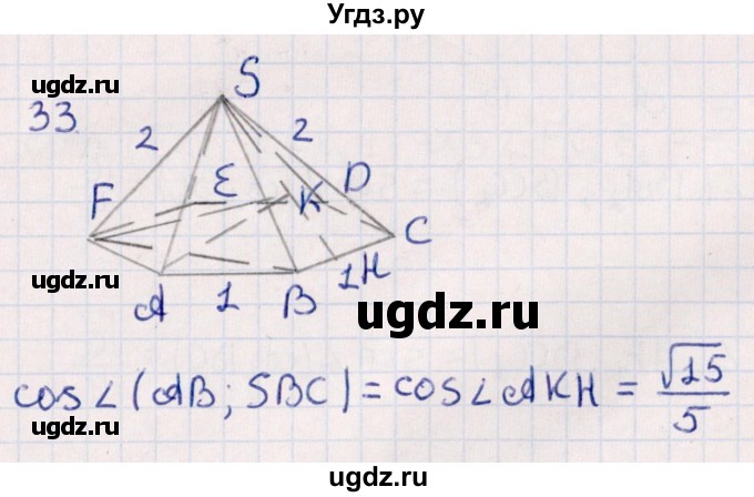 ГДЗ (Решебник) по геометрии 10 класс Смирнов В.А. / обобщающее повторение / углы / c. Угол между прямой и плоскостью / 33
