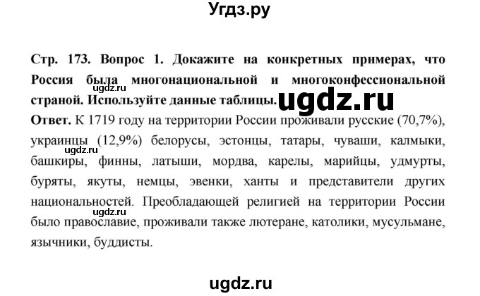 ГДЗ (Решебник) по истории 8 класс Т.В. Черникова / страница / 173