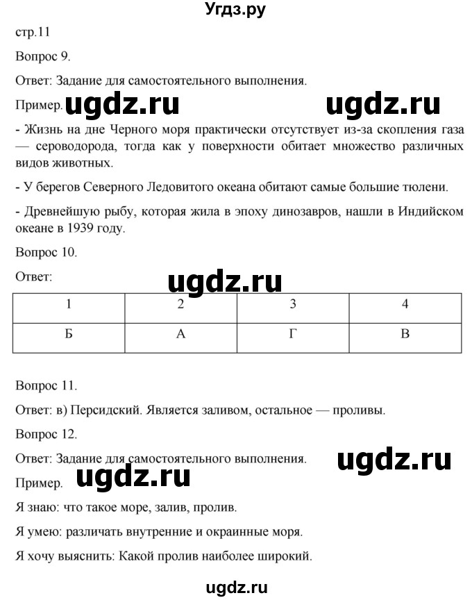 ГДЗ (Решебник) по географии 6 класс (рабочая тетрадь) Николина В.В. / страница / 11