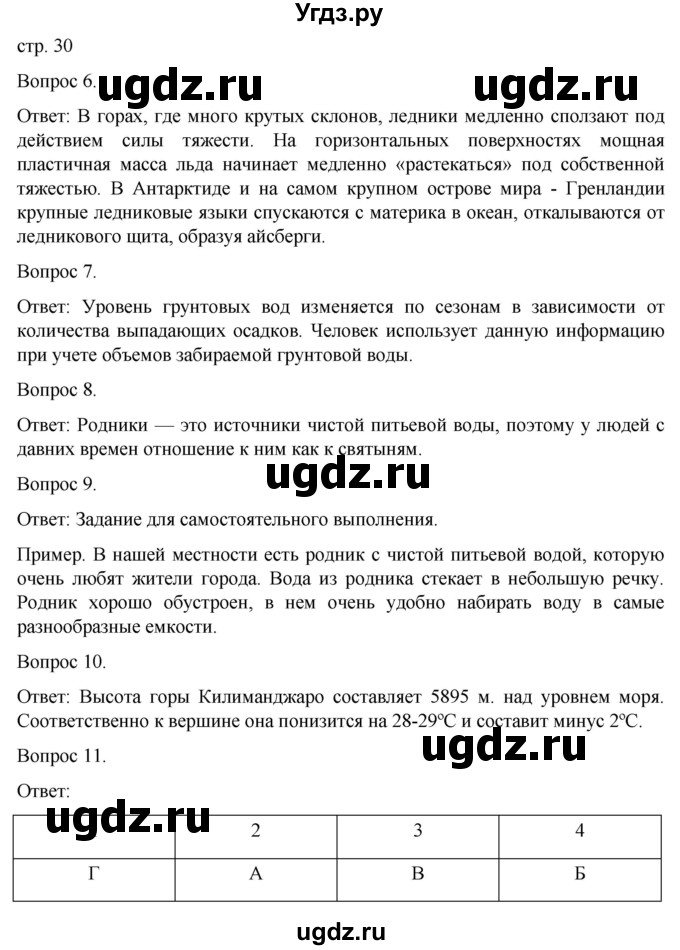 ГДЗ (Решебник) по географии 6 класс (рабочая тетрадь) Николина В.В. / страница / 30