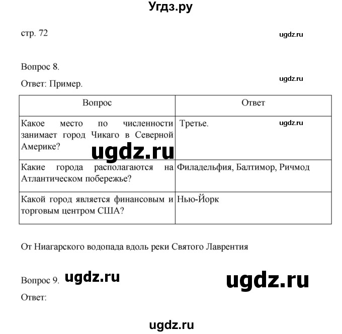 ГДЗ (Решебник) по географии 7 класс (рабочая тетрадь) Николина В.В, / страница / 72