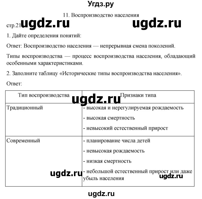 ГДЗ (Решебник) по географии 8 класс (рабочая тетрадь) Николина В.В. / страница / 21(продолжение 2)