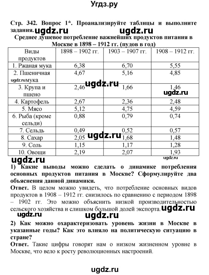 ГДЗ (Решебник) по истории 9 класс Вишняков Я.В. / страница / 342(продолжение 4)