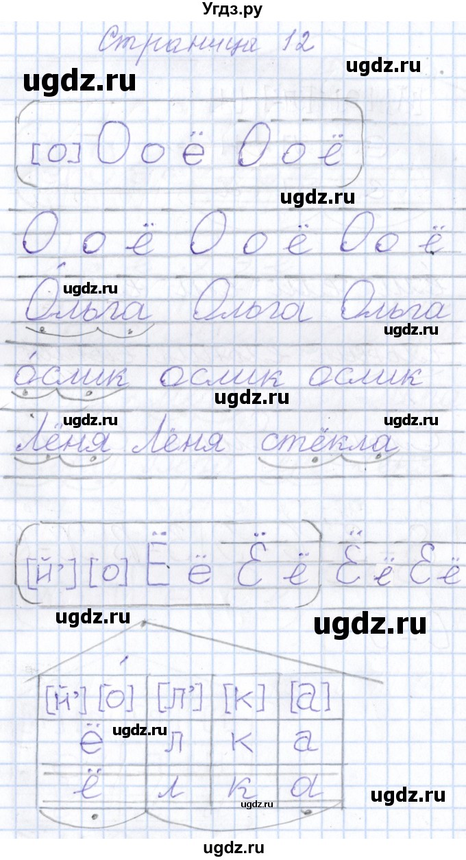 ГДЗ (Решебник) по русскому языку 1 класс (тетрадь по письму) Агаркова Н.Г. / тетрадь №4. страница / 12