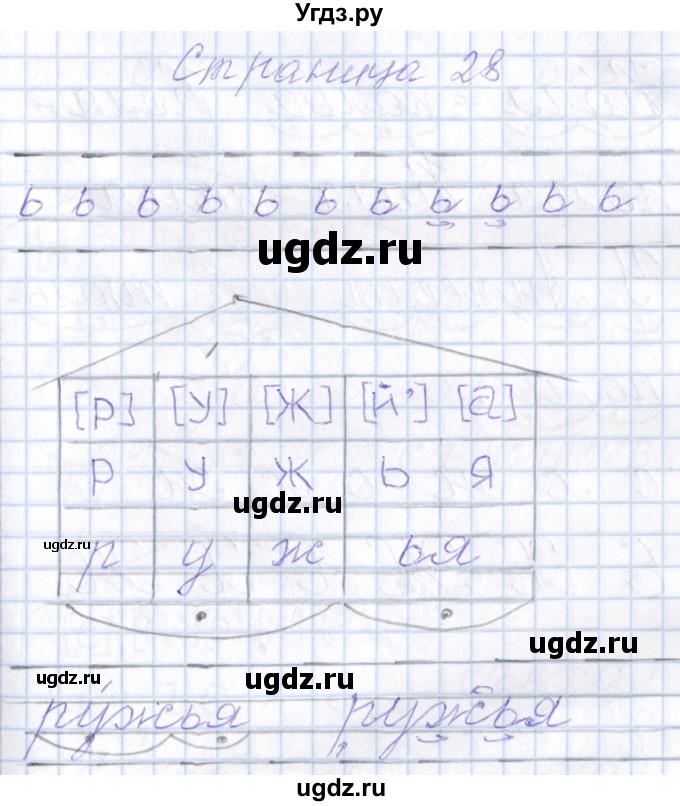 ГДЗ (Решебник) по русскому языку 1 класс (тетрадь по письму) Агаркова Н.Г. / тетрадь №4. страница / 28