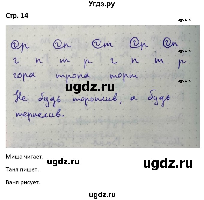 ГДЗ (Решебник) по русскому языку 1 класс (рабочая тетрадь Пиши Красиво) Климанова Л.Ф. / страница / 14