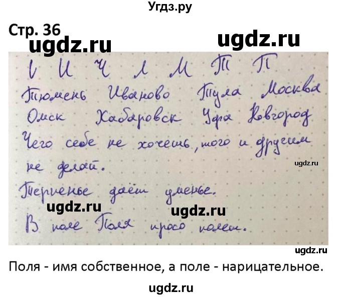 ГДЗ (Решебник) по русскому языку 1 класс (рабочая тетрадь Пиши Красиво) Климанова Л.Ф. / страница / 36