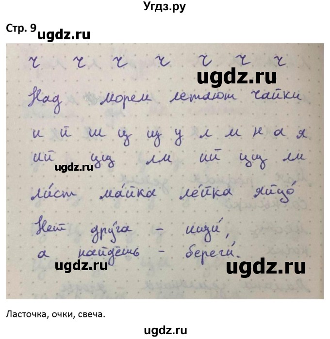 ГДЗ (Решебник) по русскому языку 1 класс (рабочая тетрадь Пиши Красиво) Климанова Л.Ф. / страница / 9