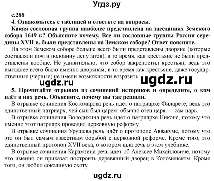 ГДЗ (Решебник) по истории 7 класс Черникова Т.В. / страница / 288