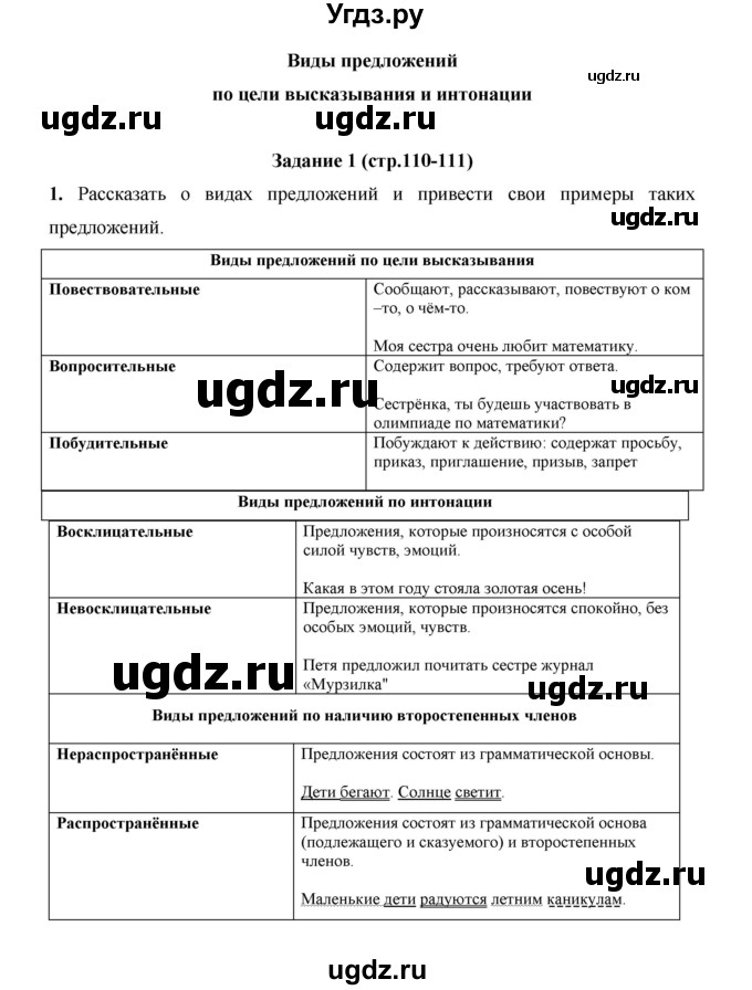 ГДЗ (Решебник) по русскому языку 4 класс Е.И. Матвеева / часть 1 (страница) / 110