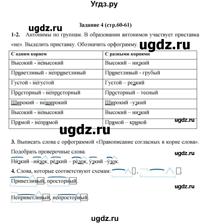 ГДЗ (Решебник) по русскому языку 4 класс Е.И. Матвеева / часть 1 (страница) / 60(продолжение 3)