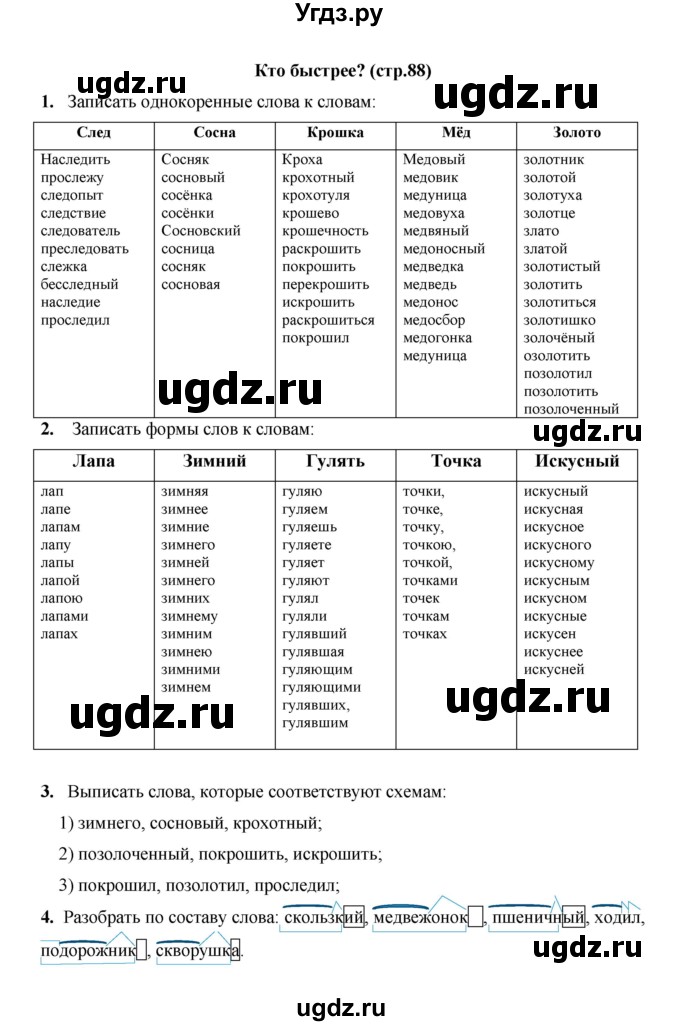 ГДЗ (Решебник) по русскому языку 4 класс Е.И. Матвеева / часть 1 (страница) / 88