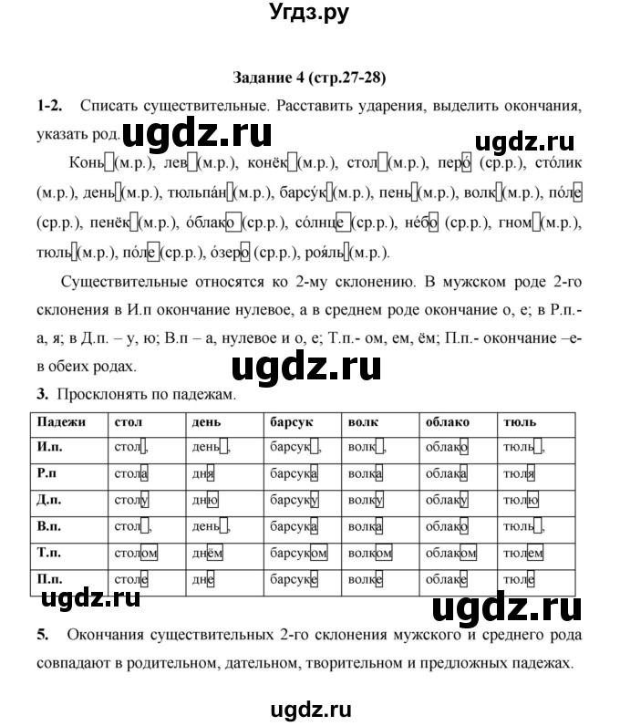 ГДЗ (Решебник) по русскому языку 4 класс Е.И. Матвеева / часть 2 (страница) / 27(продолжение 2)
