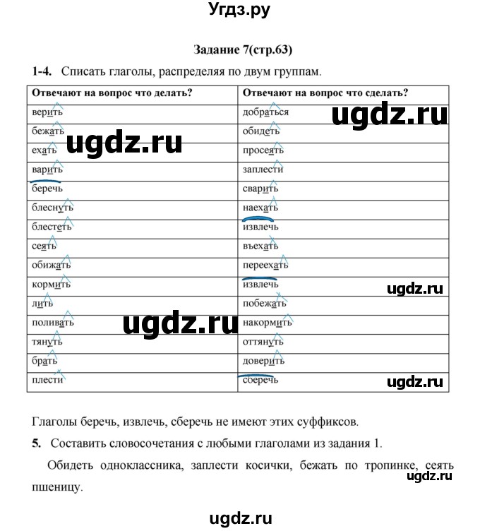 ГДЗ (Решебник) по русскому языку 4 класс Е.И. Матвеева / часть 2 (страница) / 63