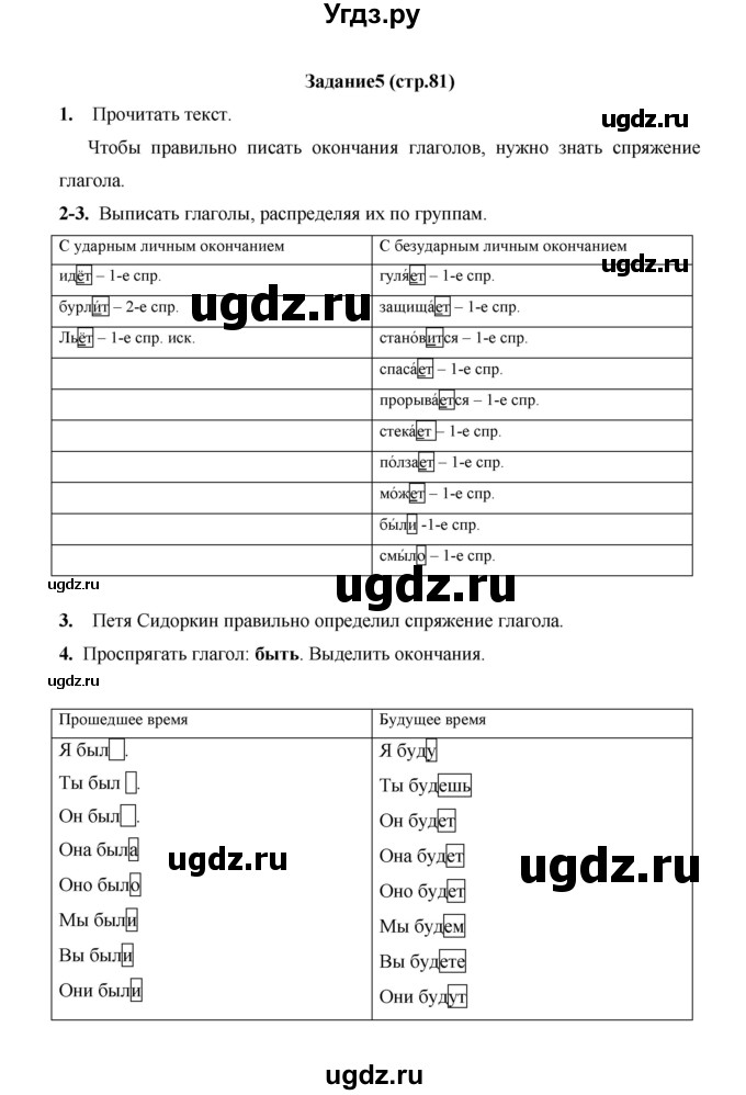 ГДЗ (Решебник) по русскому языку 4 класс Е.И. Матвеева / часть 2 (страница) / 81