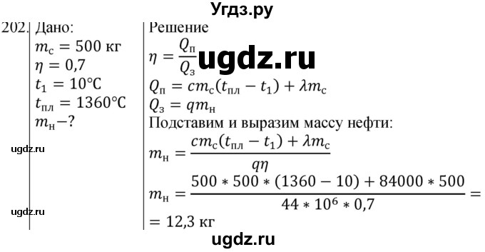 ГДЗ (Решебник) по физике 8 класс (сборник вопросов и задач) Марон А.Е. / номер / 202