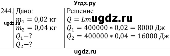 ГДЗ (Решебник) по физике 8 класс (сборник вопросов и задач) Марон А.Е. / номер / 244