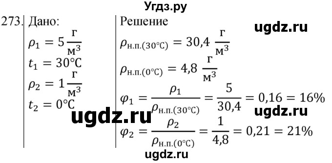 ГДЗ (Решебник) по физике 8 класс (сборник вопросов и задач) Марон А.Е. / номер / 273