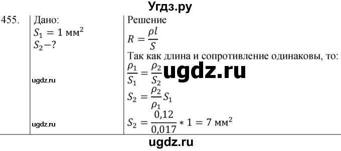 ГДЗ (Решебник) по физике 8 класс (сборник вопросов и задач) Марон А.Е. / номер / 455