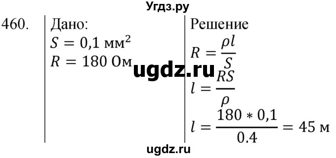 ГДЗ (Решебник) по физике 8 класс (сборник вопросов и задач) Марон А.Е. / номер / 460