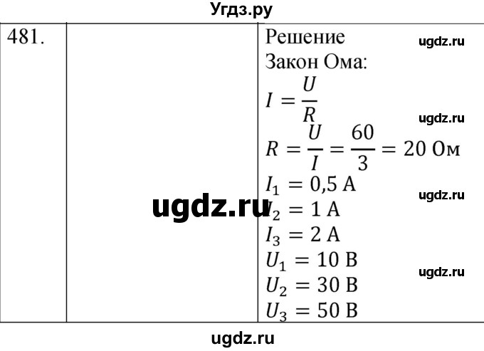 ГДЗ (Решебник) по физике 8 класс (сборник вопросов и задач) Марон А.Е. / номер / 481