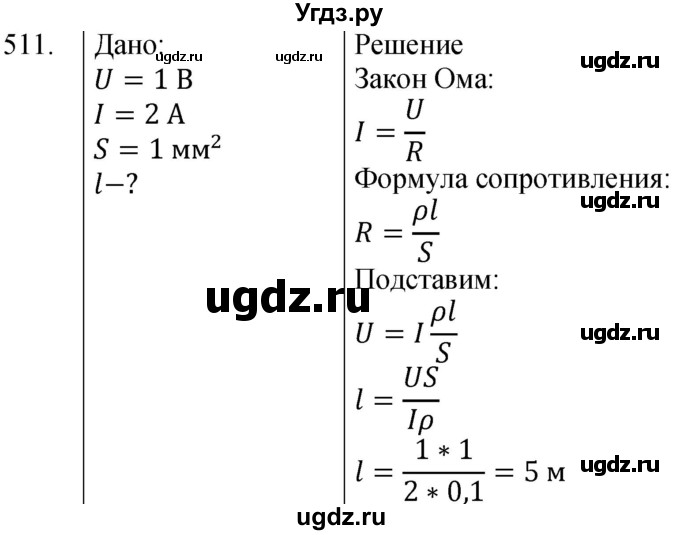 ГДЗ (Решебник) по физике 8 класс (сборник вопросов и задач) Марон А.Е. / номер / 511