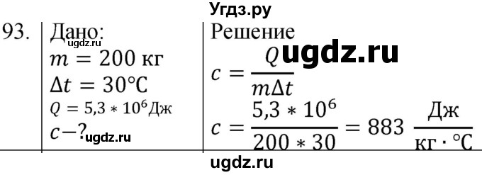 ГДЗ (Решебник) по физике 8 класс (сборник вопросов и задач) Марон А.Е. / номер / 93