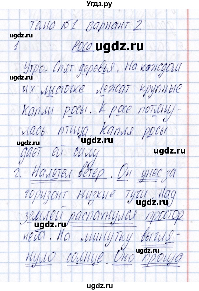 ГДЗ (Решебник) по русскому языку 3 класс (Тематический контроль) В.Т. Голубь / тема 1 (вариант) / 2