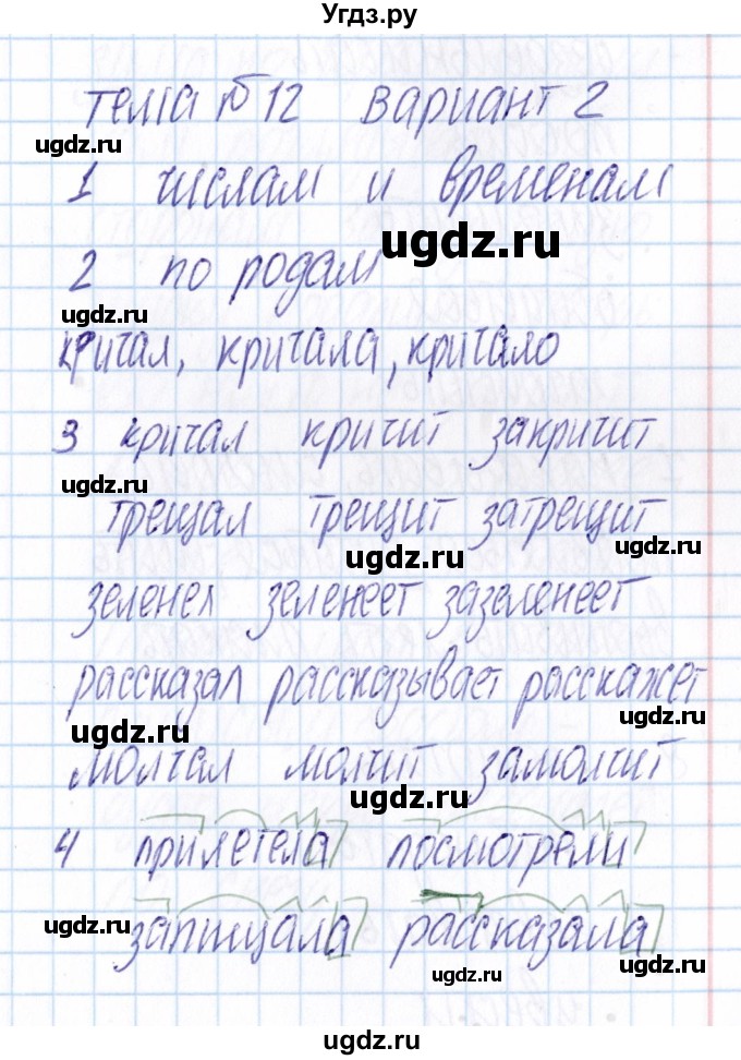 ГДЗ (Решебник) по русскому языку 3 класс (Тематический контроль) В.Т. Голубь / тема 12 (вариант) / 2