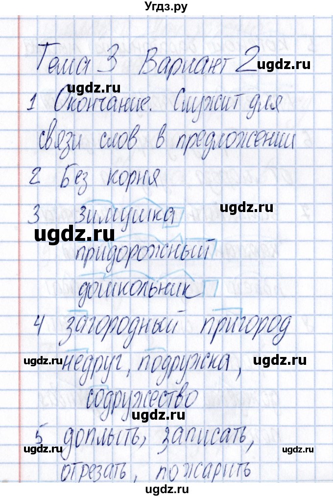 ГДЗ (Решебник) по русскому языку 3 класс (Тематический контроль) В.Т. Голубь / тема 3 (вариант) / 2