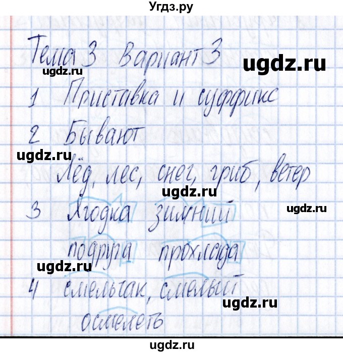 ГДЗ (Решебник) по русскому языку 3 класс (Тематический контроль) В.Т. Голубь / тема 3 (вариант) / 3