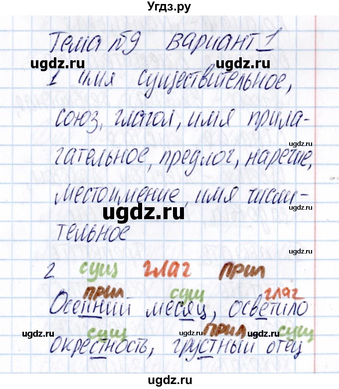 ГДЗ (Решебник) по русскому языку 3 класс (Тематический контроль) В.Т. Голубь / тема 9 (вариант) / 1