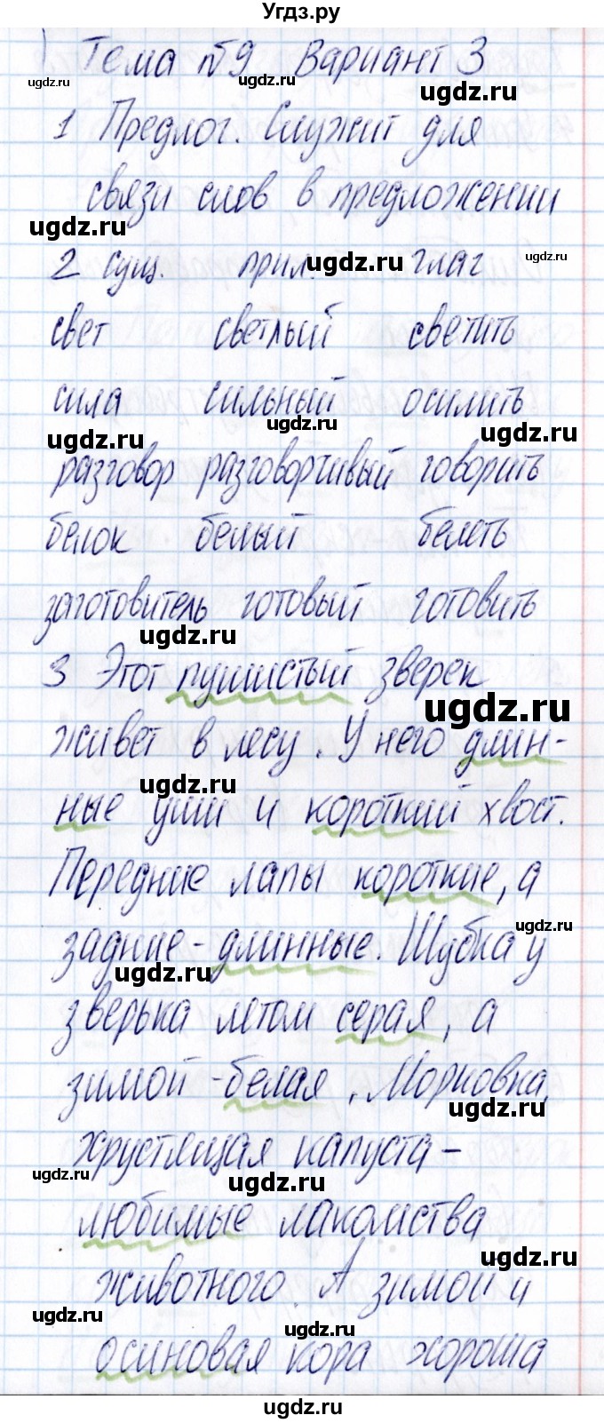 ГДЗ (Решебник) по русскому языку 3 класс (Тематический контроль) В.Т. Голубь / тема 9 (вариант) / 3