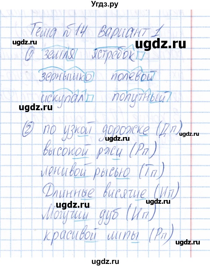 ГДЗ (Решебник) по русскому языку 4 класс (Тематический контроль) В.Т. Голубь / тема 14 (вариант) / 1