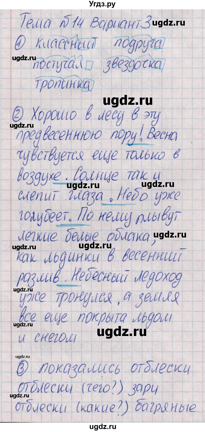 ГДЗ (Решебник) по русскому языку 4 класс (Тематический контроль) В.Т. Голубь / тема 14 (вариант) / 3