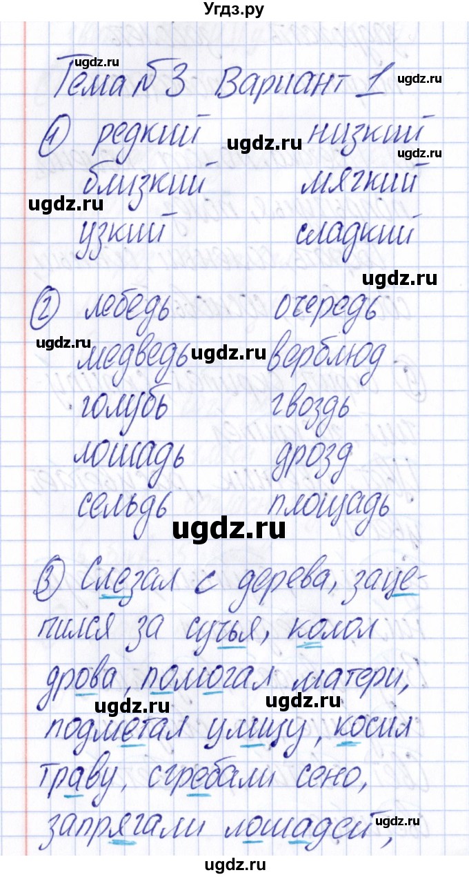 ГДЗ (Решебник) по русскому языку 4 класс (Тематический контроль) В.Т. Голубь / тема 3 (вариант) / 1