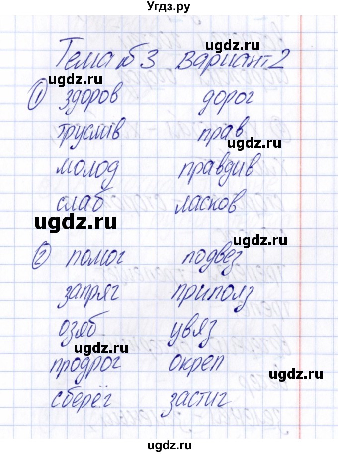 ГДЗ (Решебник) по русскому языку 4 класс (Тематический контроль) В.Т. Голубь / тема 3 (вариант) / 2