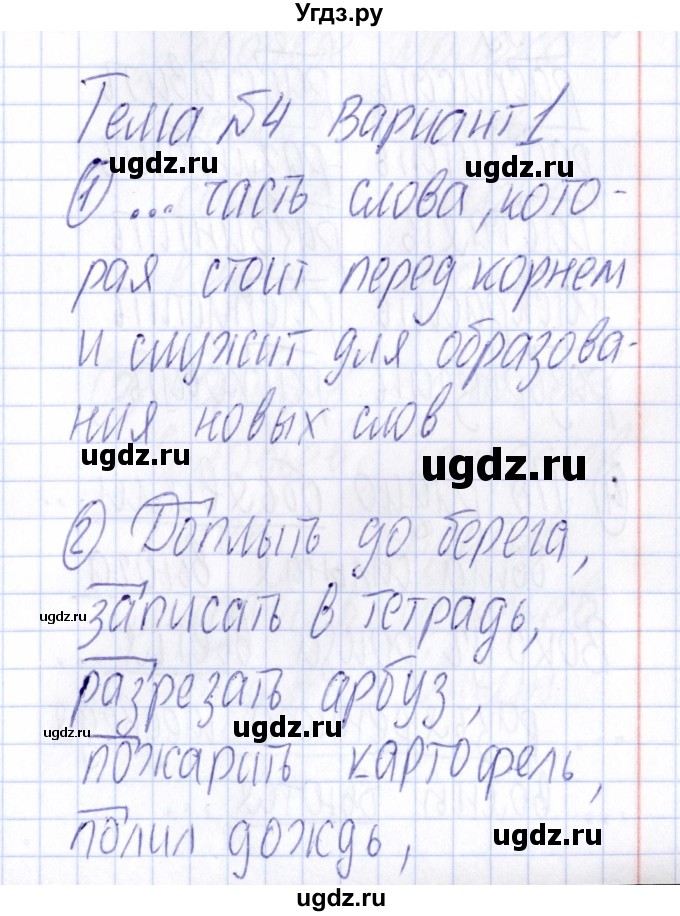 ГДЗ (Решебник) по русскому языку 4 класс (Тематический контроль) В.Т. Голубь / тема 4 (вариант) / 1