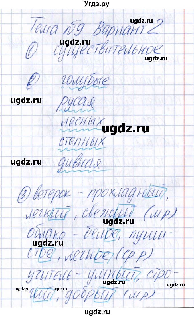 ГДЗ (Решебник) по русскому языку 4 класс (Тематический контроль) В.Т. Голубь / тема 9 (вариант) / 2