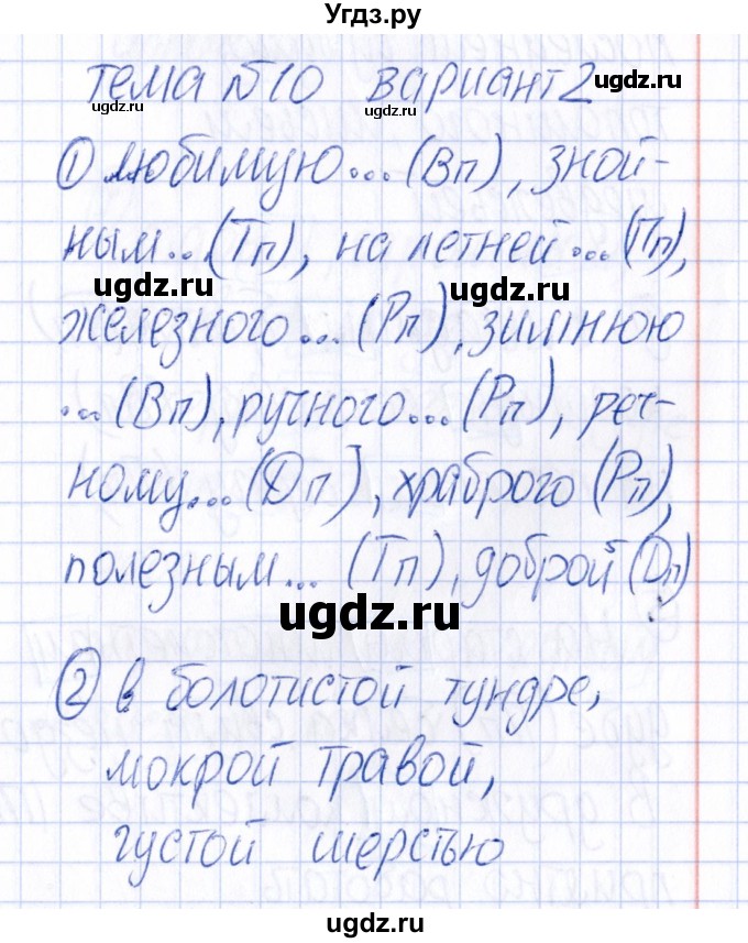 ГДЗ (Решебник) по русскому языку 4 класс (Тематический контроль) В.Т. Голубь / тема 10 (вариант) / 2