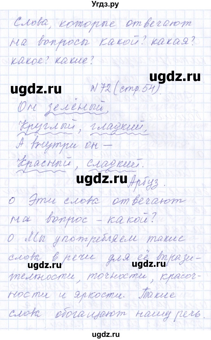 ГДЗ (Решебник) по русскому языку 1 класс (рабочая тетрадь) Л.П. Савинкина / упражнение / 72