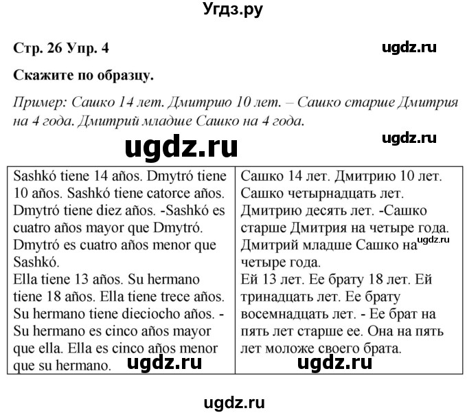 ГДЗ (Решебник) по испанскому языку 4 класс Бреславська В. / страница / 26