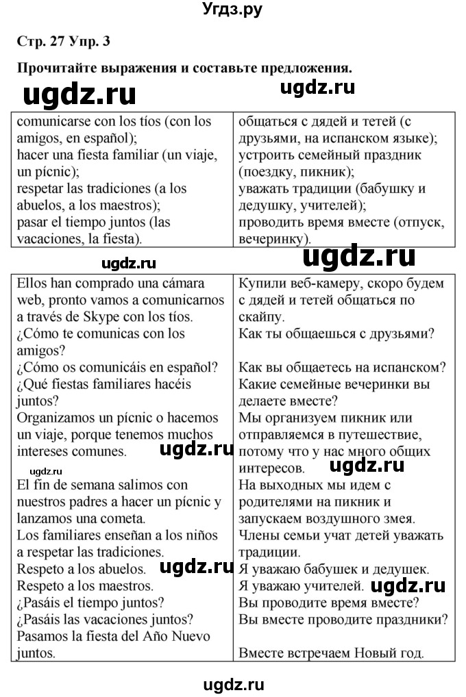 ГДЗ (Решебник) по испанскому языку 4 класс Бреславська В. / страница / 27(продолжение 3)