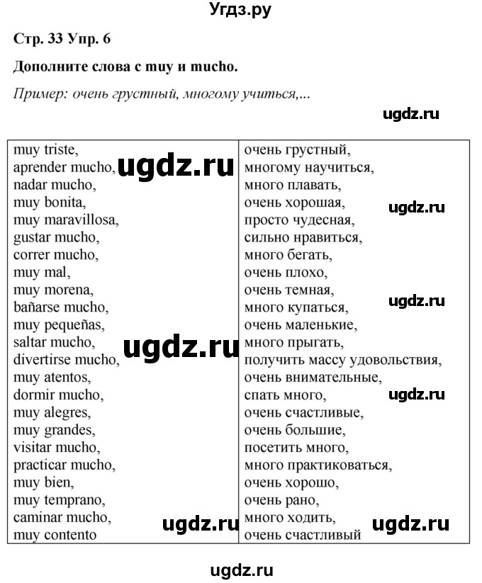 ГДЗ (Решебник) по испанскому языку 4 класс Бреславська В. / страница / 33