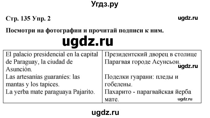 ГДЗ (Решебник) по испанскому языку 7 класс Редько В.Г. / страница / 135(продолжение 2)