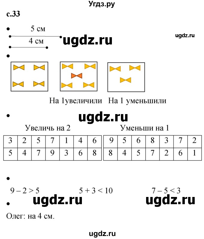 ГДЗ (Решебник к тетради 2023) по математике 1 класс (рабочая тетрадь) Кремнева С.Ю. / тетрадь №1. страница / 33
