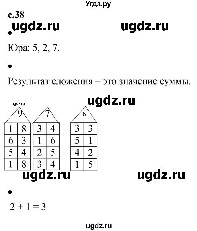 ГДЗ (Решебник к тетради 2023) по математике 1 класс (рабочая тетрадь) Кремнева С.Ю. / тетрадь №1. страница / 38